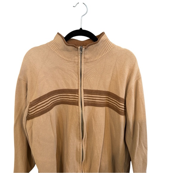 Dockers men’s zip up sweater brown with stripes size large like new condition - Picture 5 of 5